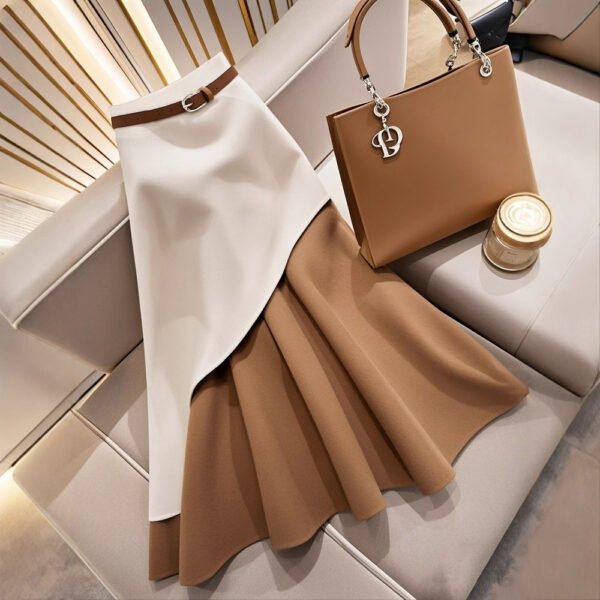 Women's Winter Brown Contrast Skirt - Image 6